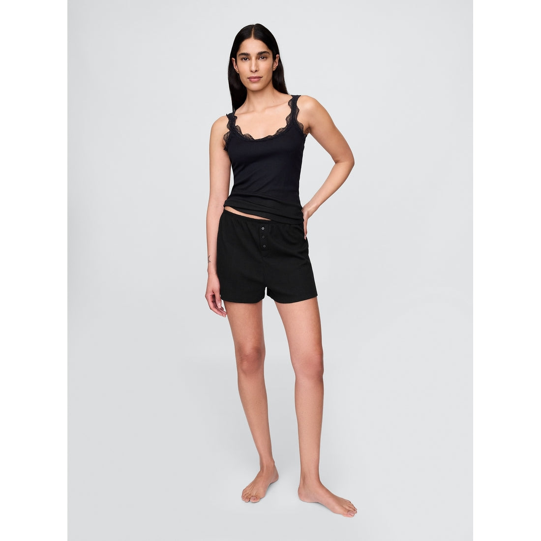 Women's Mini Rib Lace Pj Tank Top