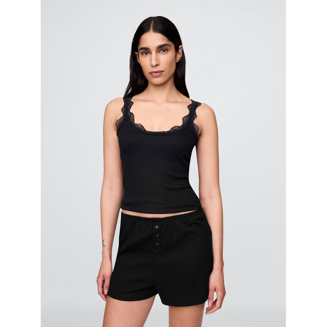 Women's Mini Rib Lace Pj Tank Top