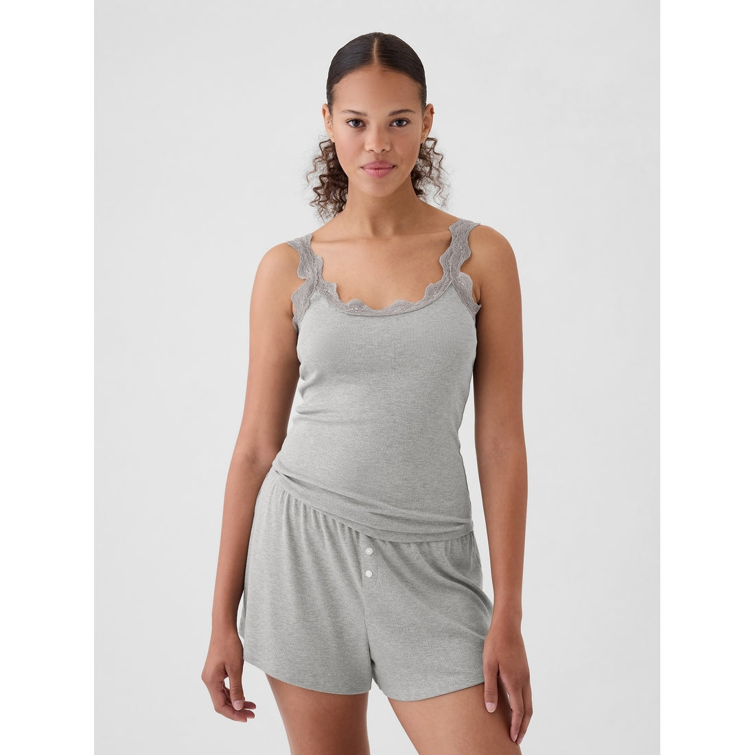 Women's Mini Rib Lace Pj Tank Top