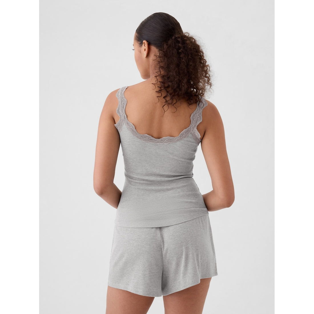 Women's Mini Rib Lace Pj Tank Top