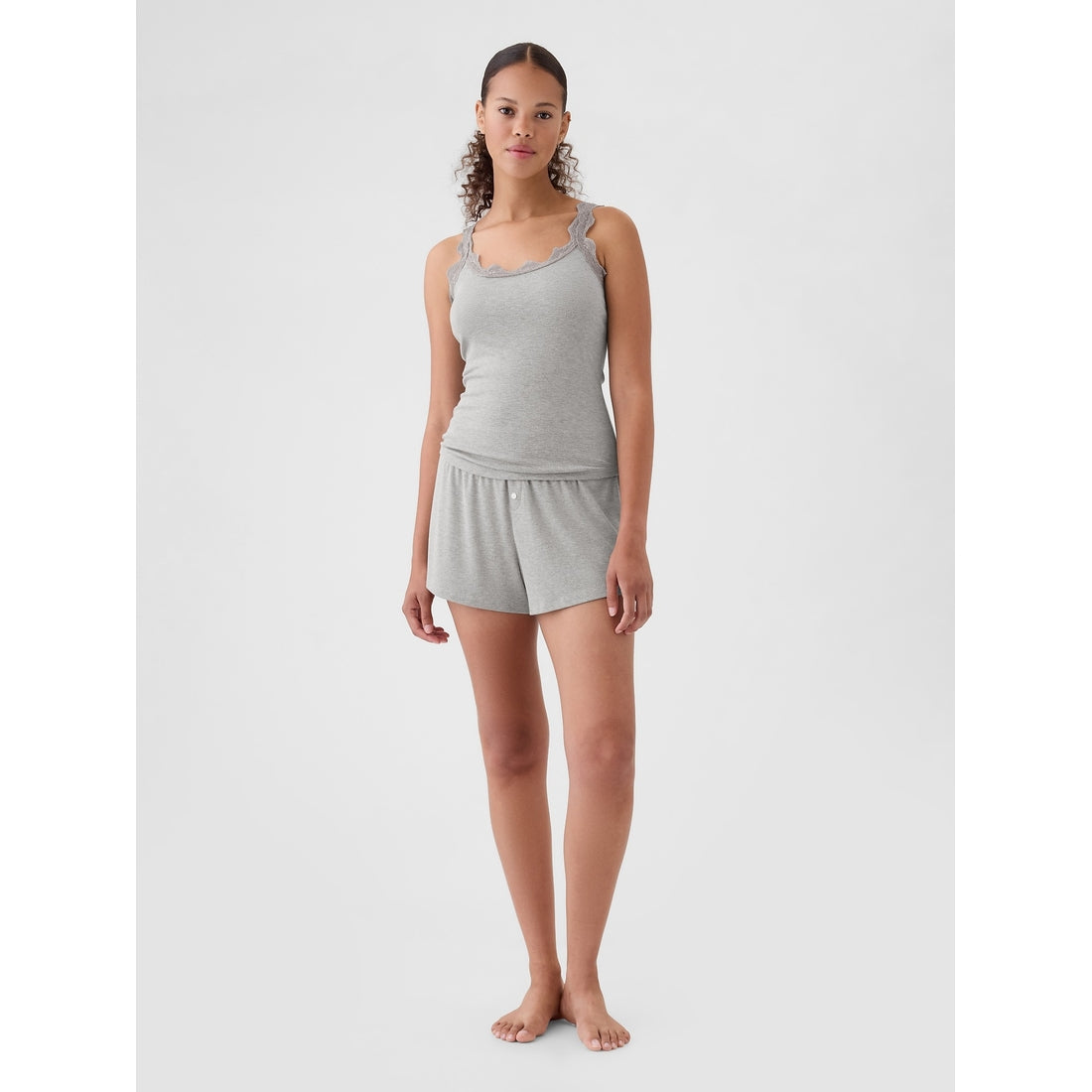 Women's Mini Rib Lace Pj Tank Top