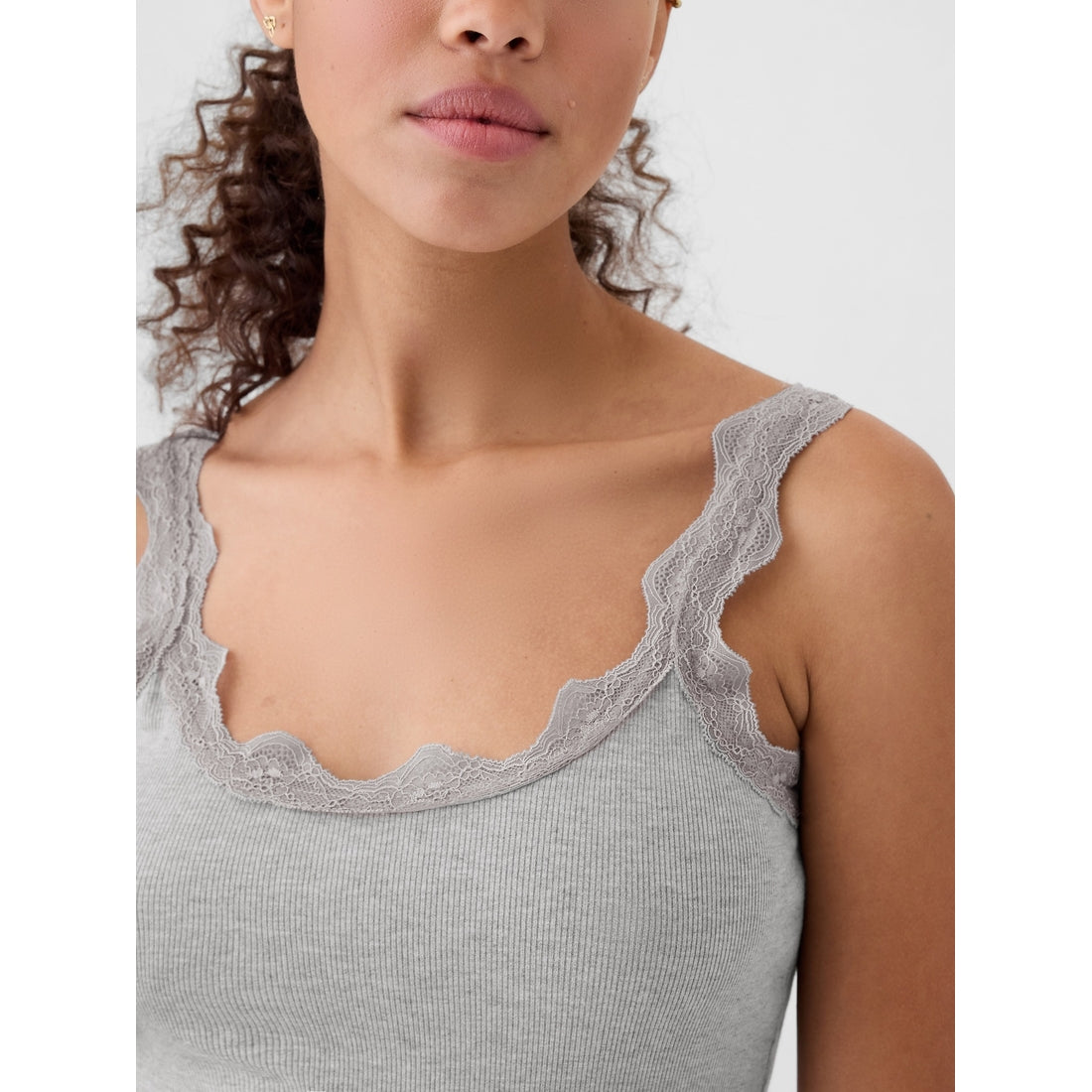 Women's Mini Rib Lace Pj Tank Top