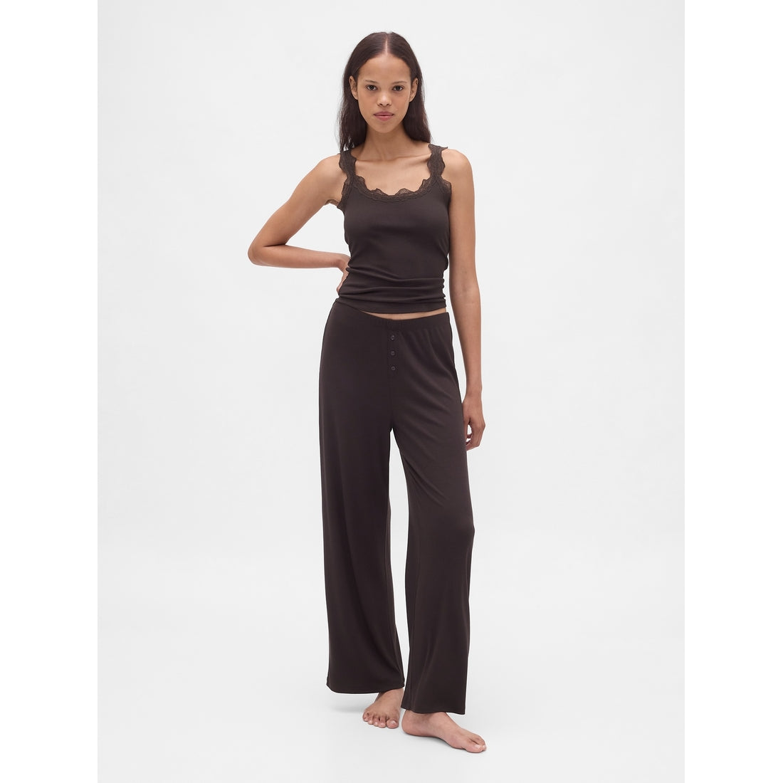 Women's Mini Rib Lace Pj Tank Top