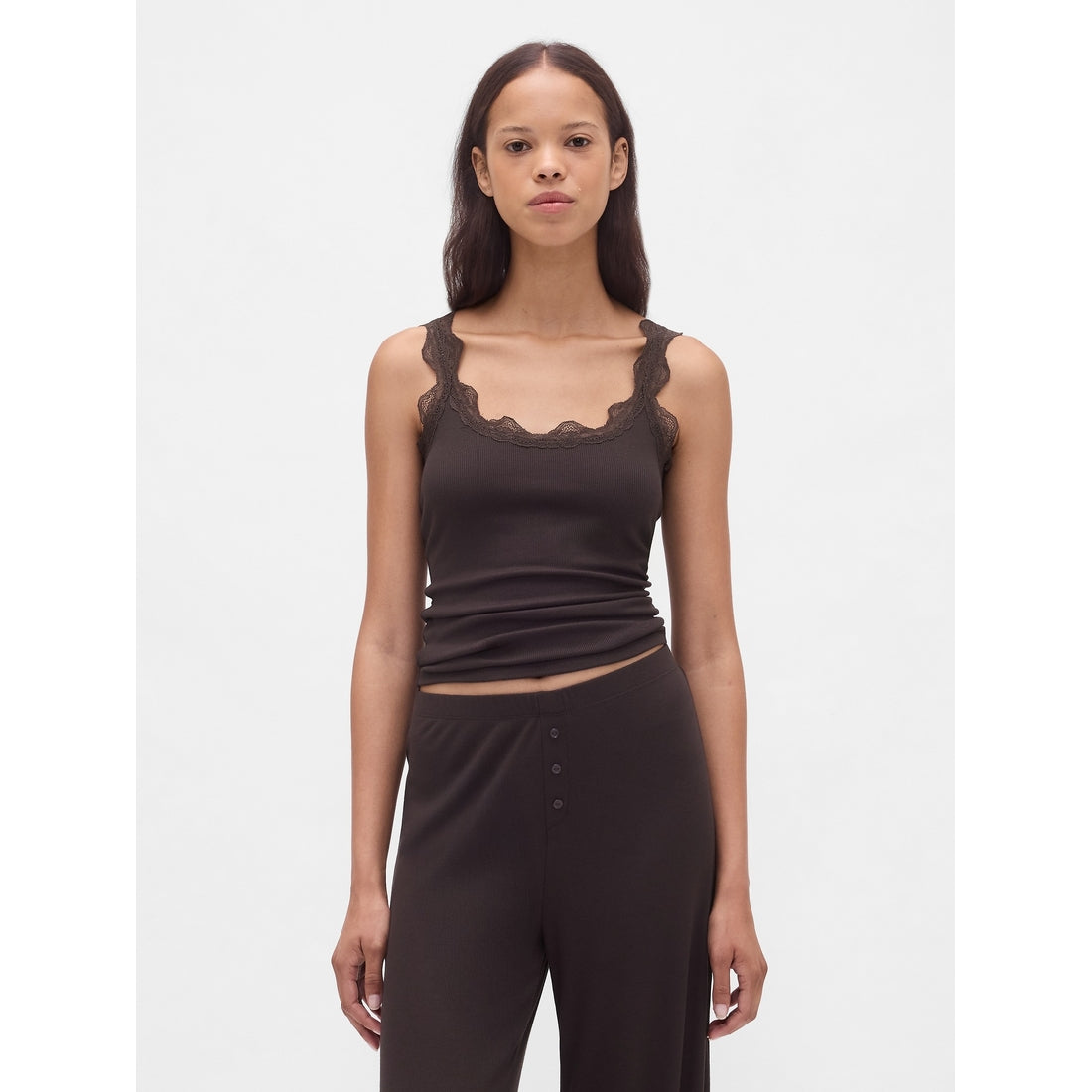 Women's Mini Rib Lace Pj Tank Top