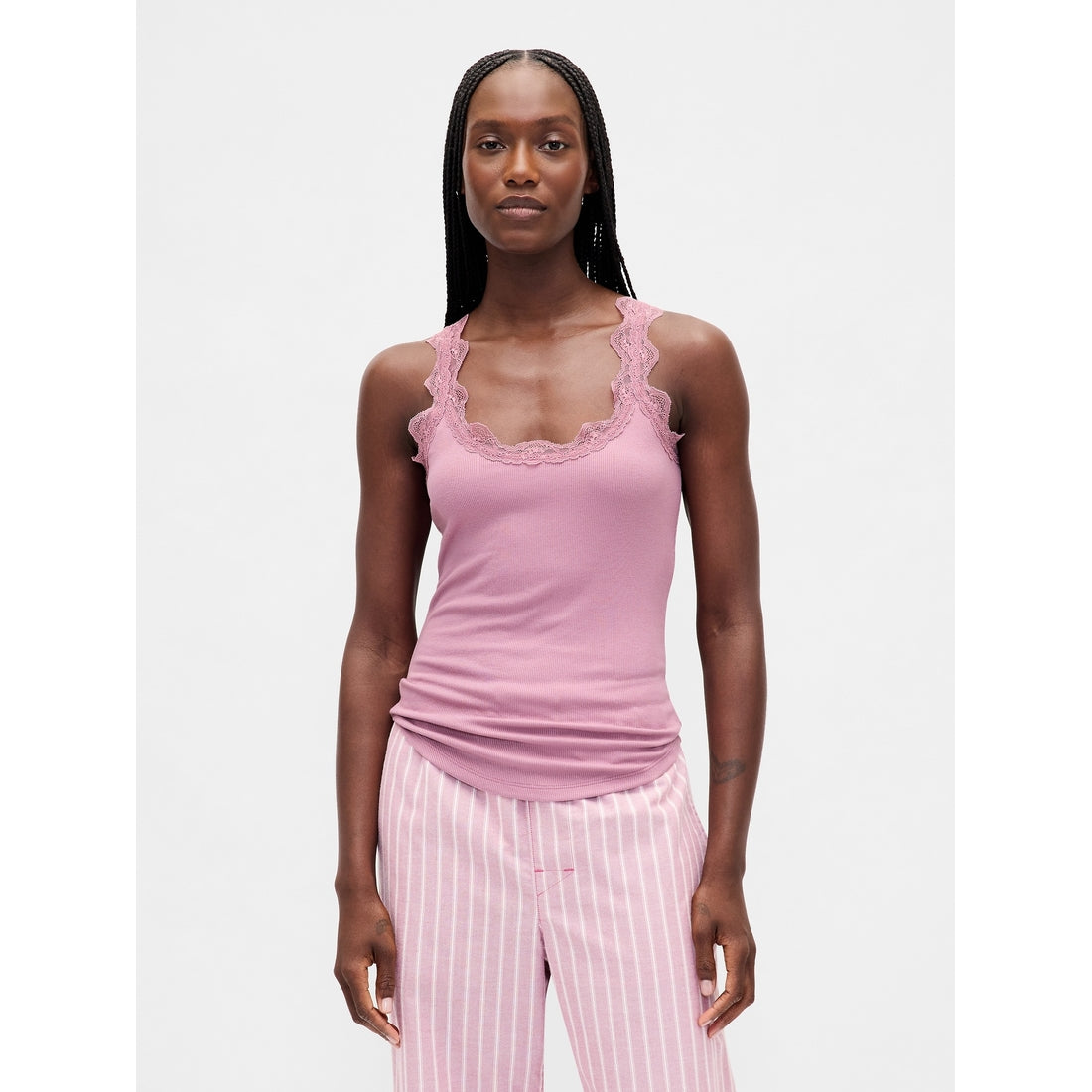 Women's Mini Rib Lace Pj Tank Top