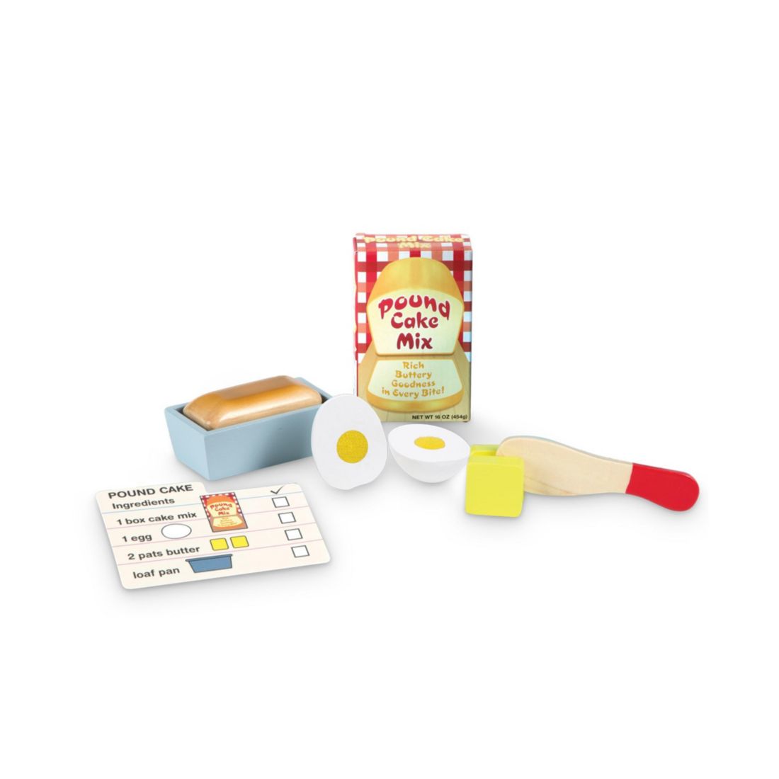 Melissa & Doug Wooden Make-a-Cake Mixer Set (11 pcs) - Play Food and Kitchen Accessories