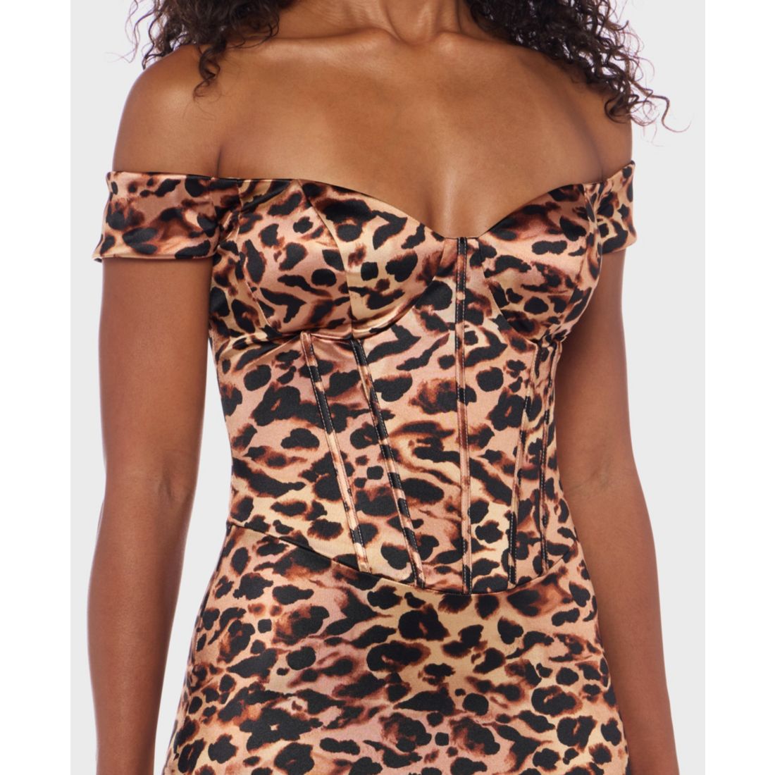 Alex & Sophia Juniors' Animal Print Off-The-Shoulder Long Dress