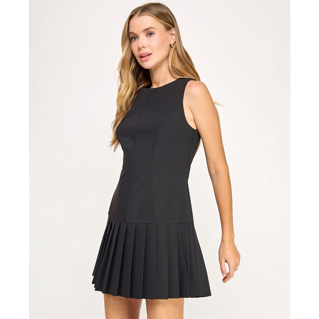 City Studios Juniors' Pleated Skirt Drop Waist Sleeveless Dress