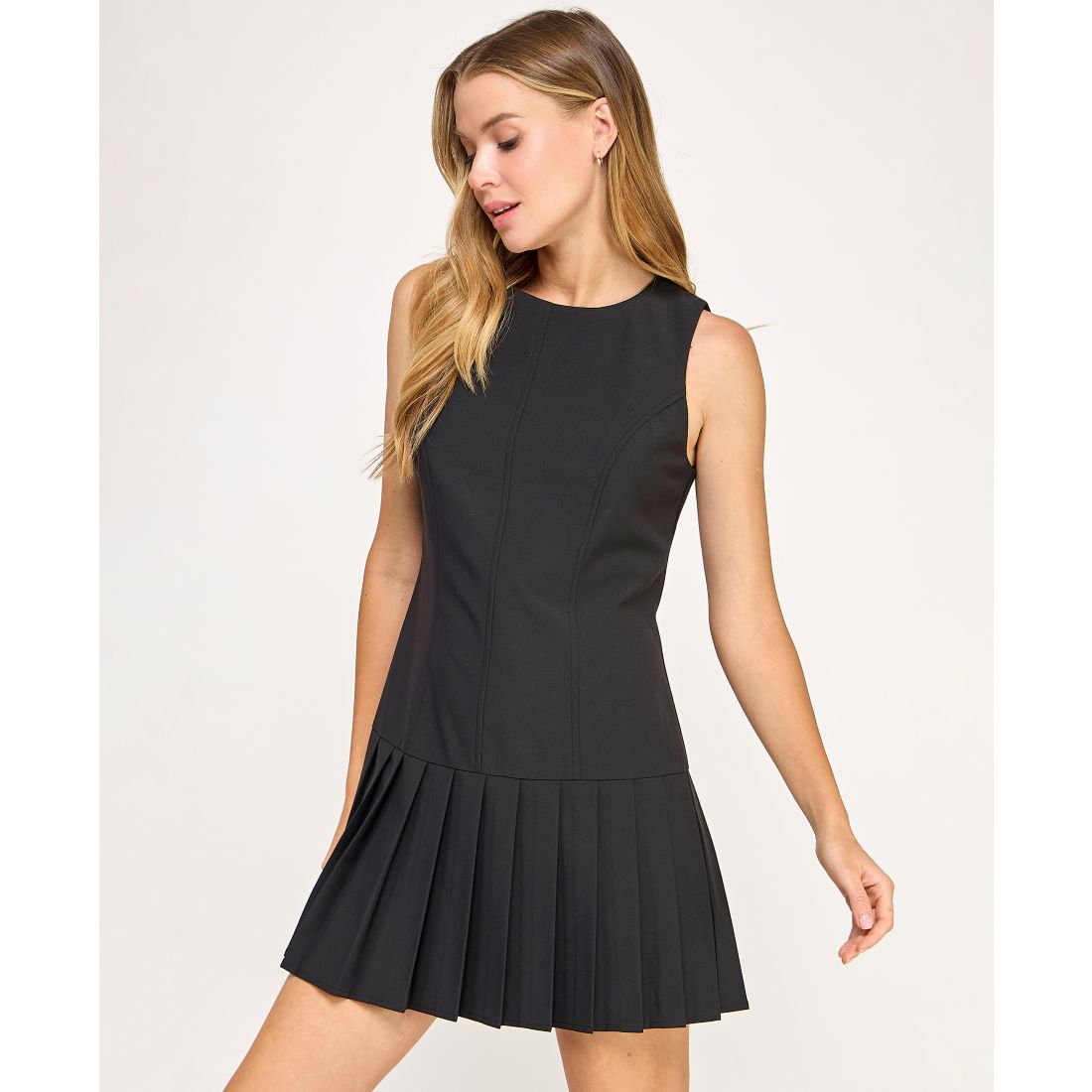 City Studios Juniors' Pleated Skirt Drop Waist Sleeveless Dress