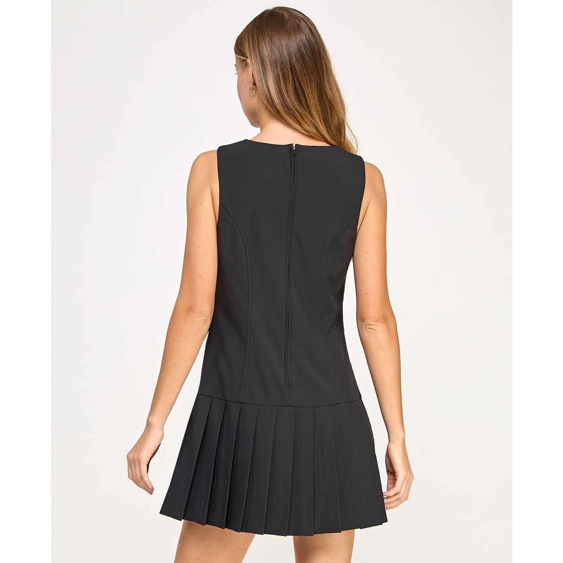 City Studios Juniors' Pleated Skirt Drop Waist Sleeveless Dress