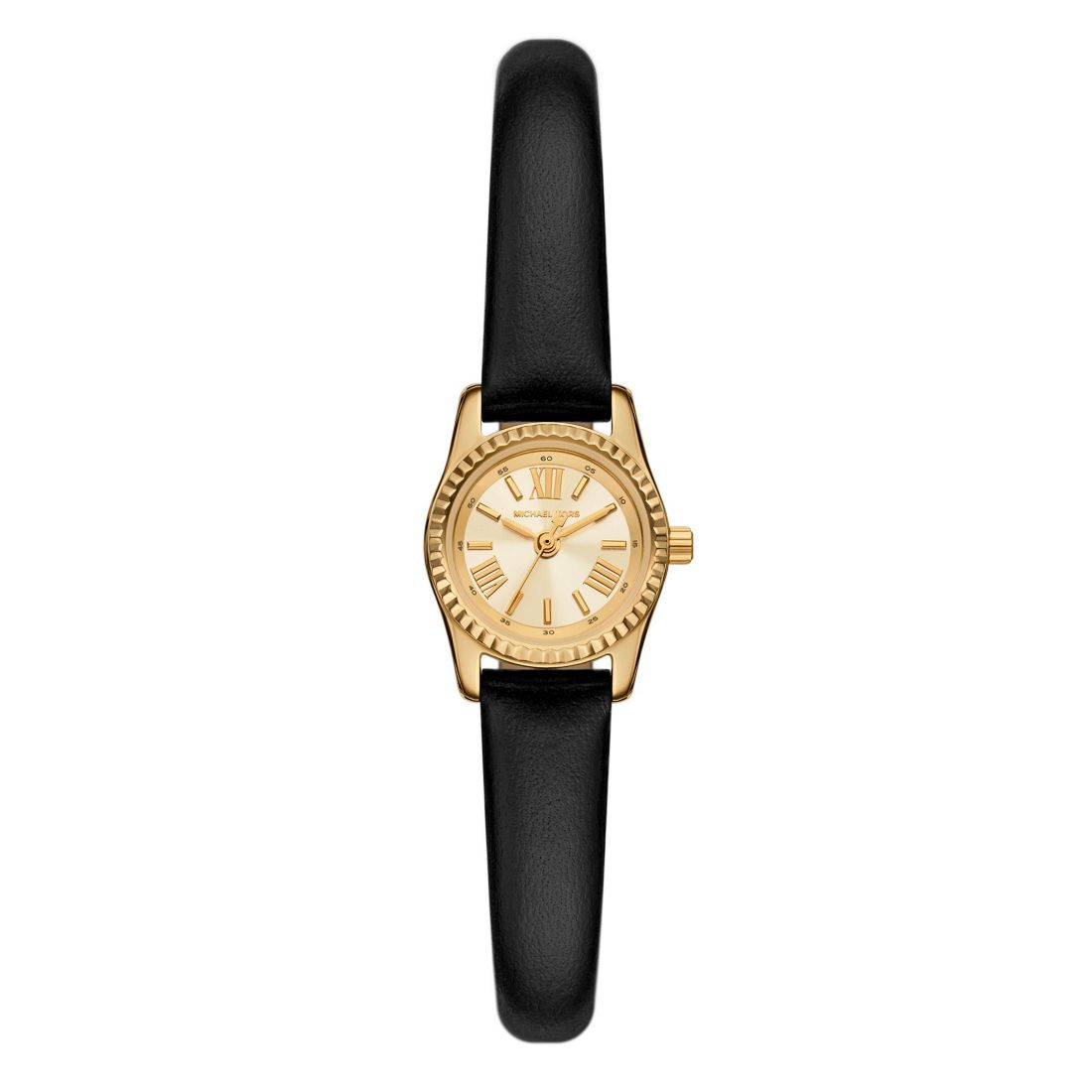 Michael Kors Women's Lexington Black Leather Watch, 19mm