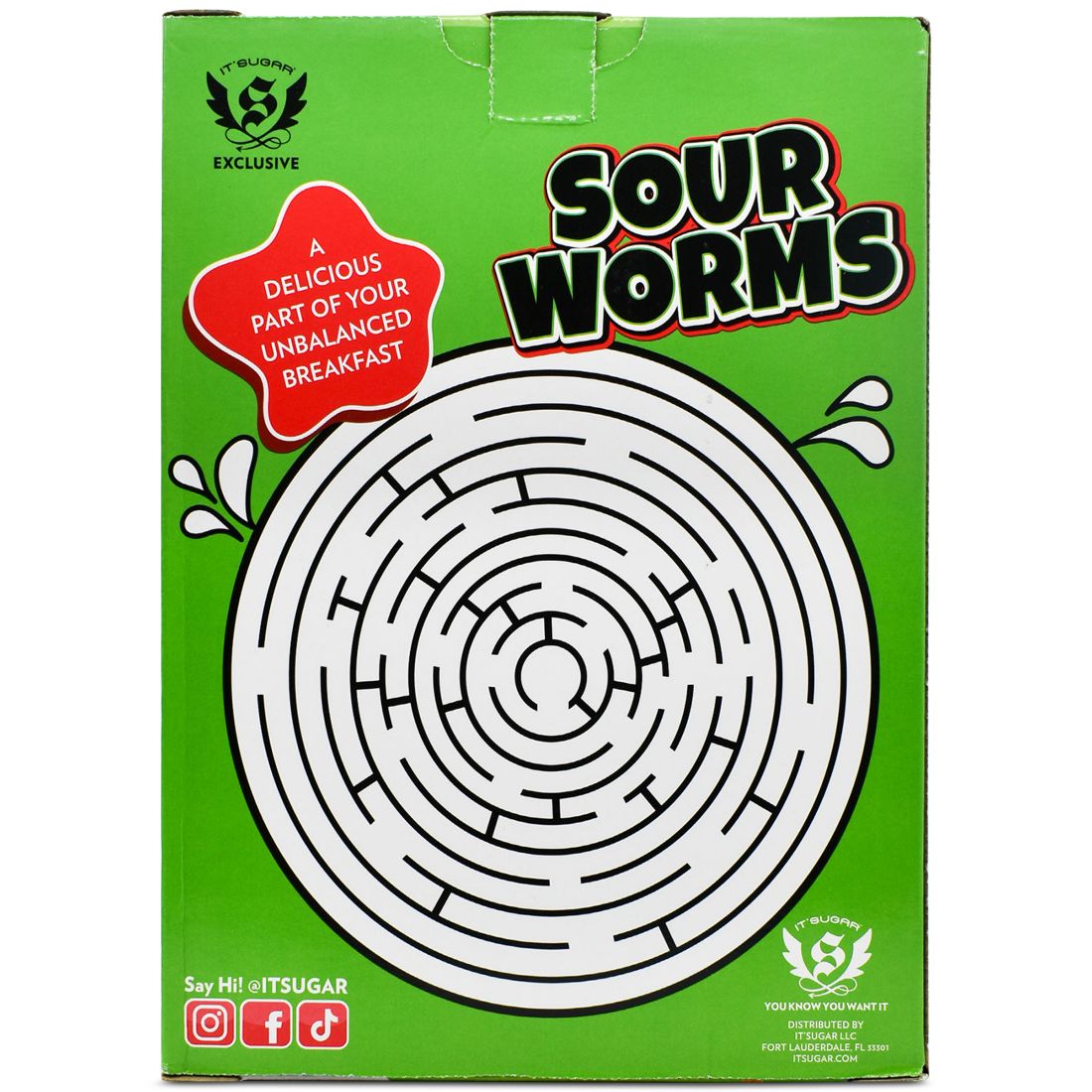 It'Sugar Sour Worms Cereal Gift Box, 24 oz