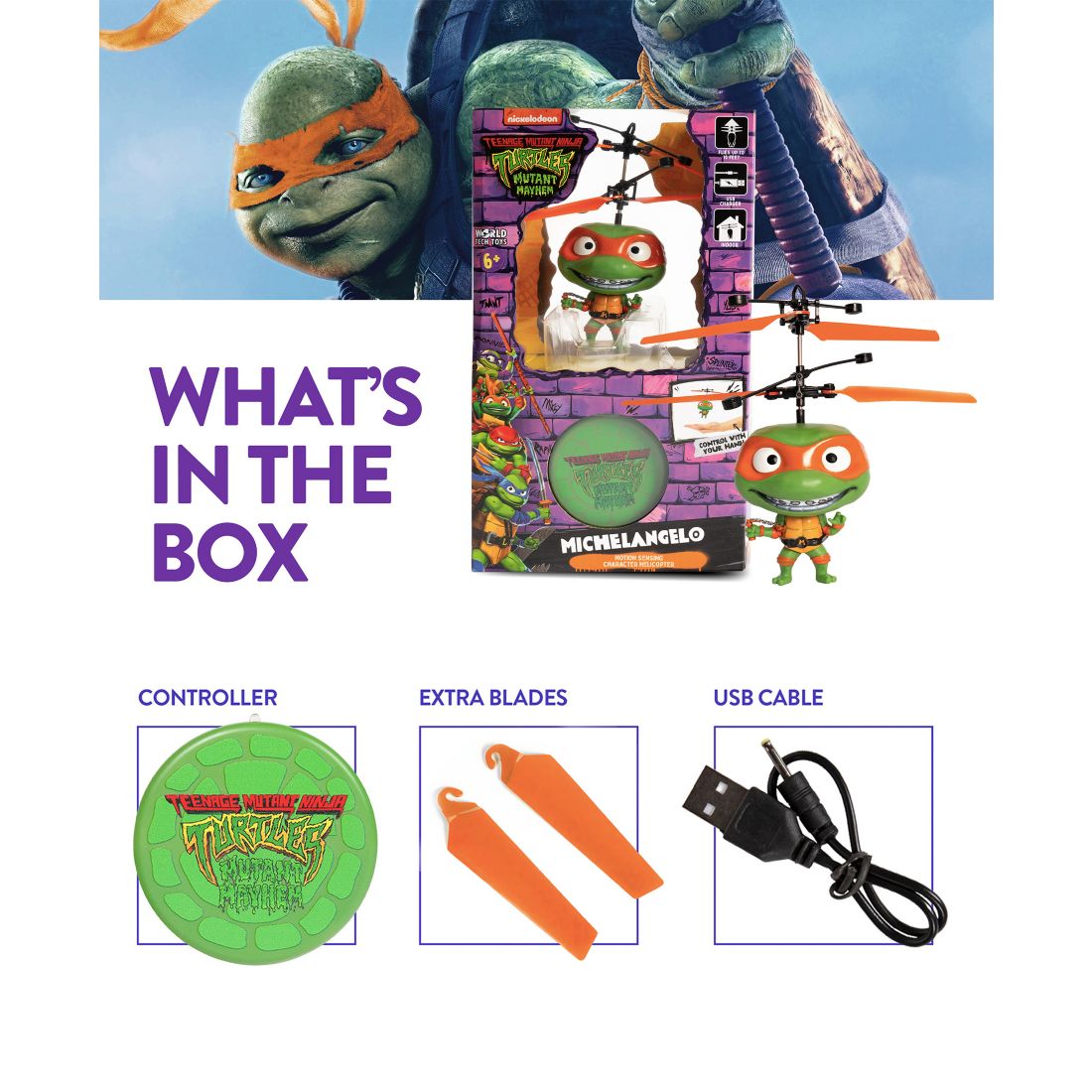 World Tech Toys Tmnt Michaelangelo Flying Ufo Helicopter