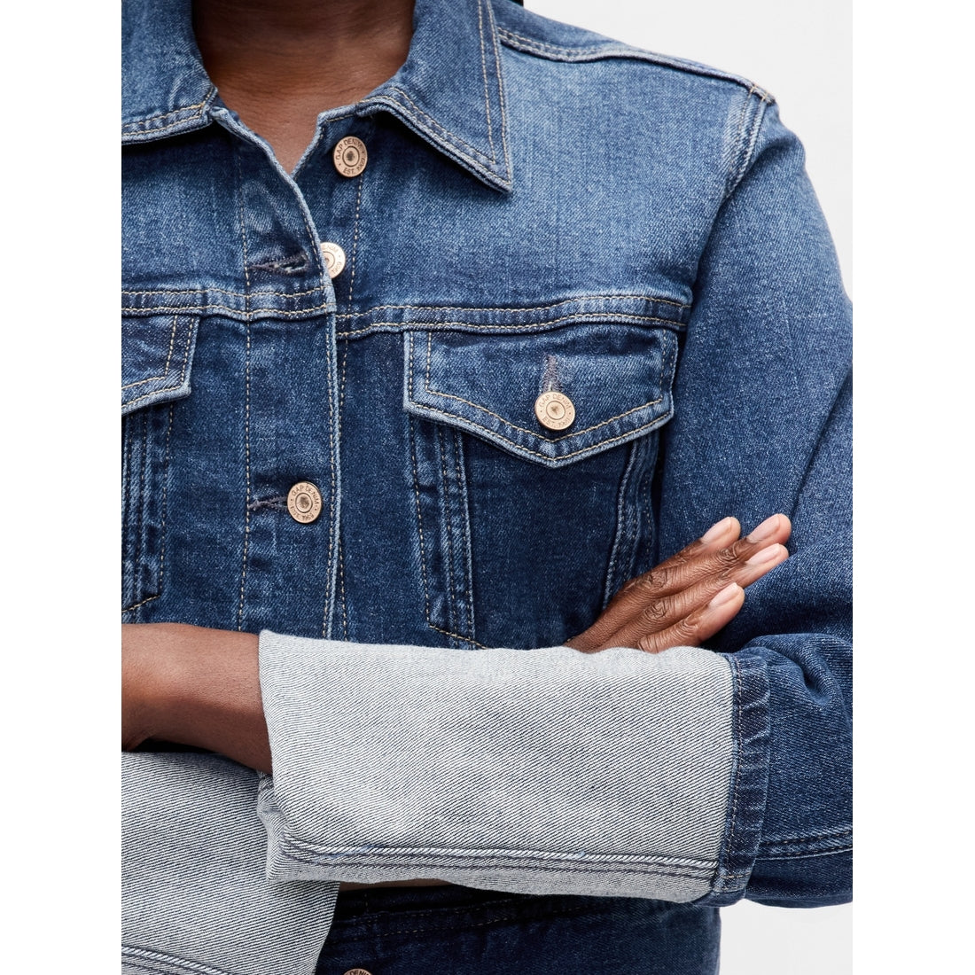 Women's Pin-Cuff Crop Icon Denim Jacket