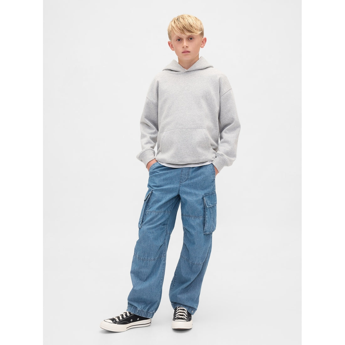 Boys' Denim Baggy Cargo Joggers