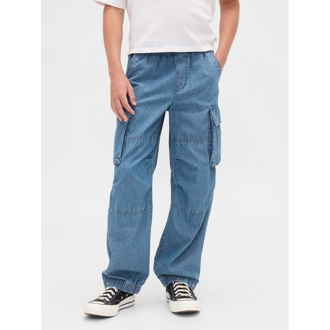 Boys' Denim Baggy Cargo Joggers