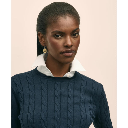 Supima Cotton Cable Crewneck Sweater