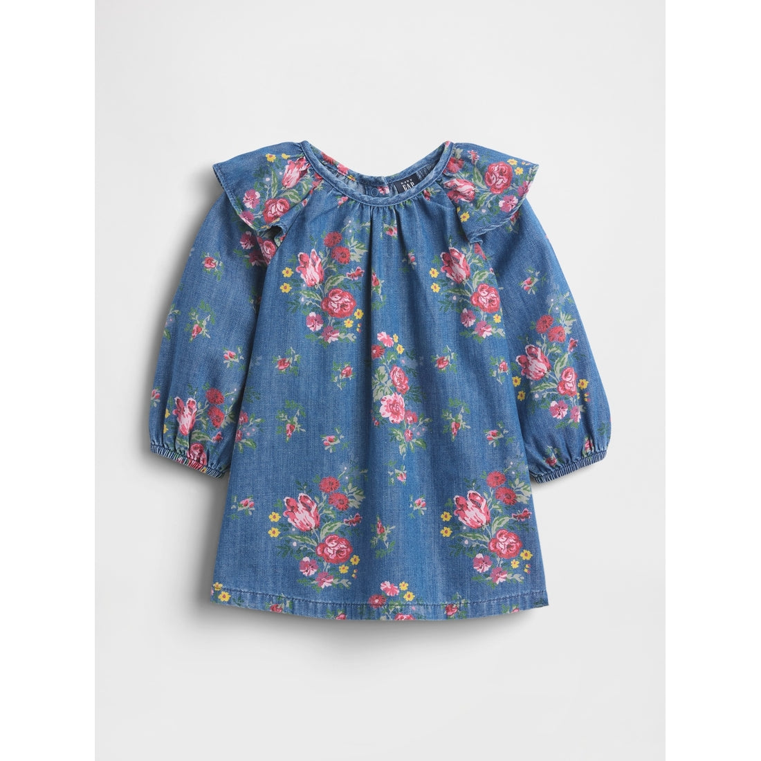 Baby Denim Ruffle Shoulder Dress