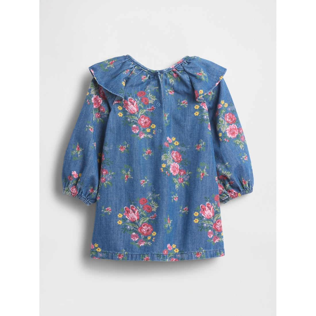 Baby Denim Ruffle Shoulder Dress
