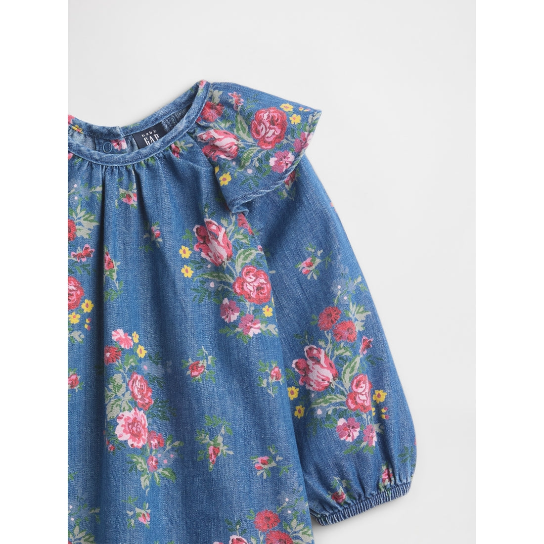 Baby Denim Ruffle Shoulder Dress