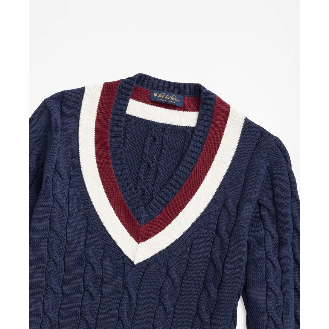 Vintage-Inspired Tennis V-Neck Sweater in Supima Cotton