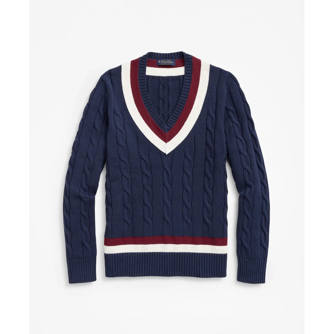 Vintage-Inspired Tennis V-Neck Sweater in Supima Cotton