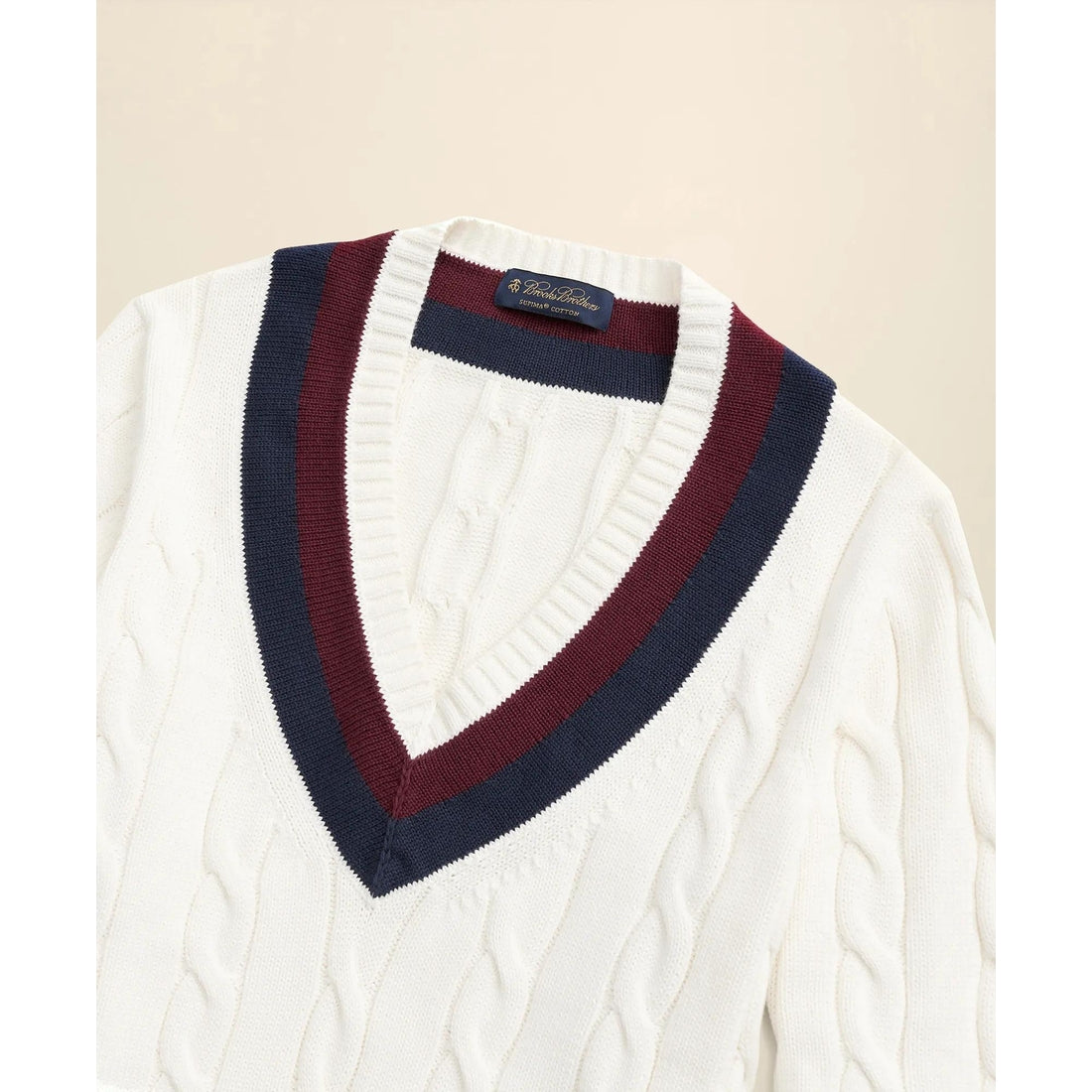 Vintage-Inspired Tennis V-Neck Sweater in Supima Cotton
