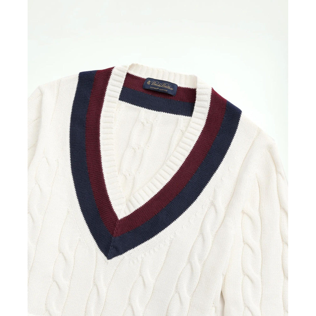 Vintage-Inspired Tennis V-Neck Sweater in Supima Cotton
