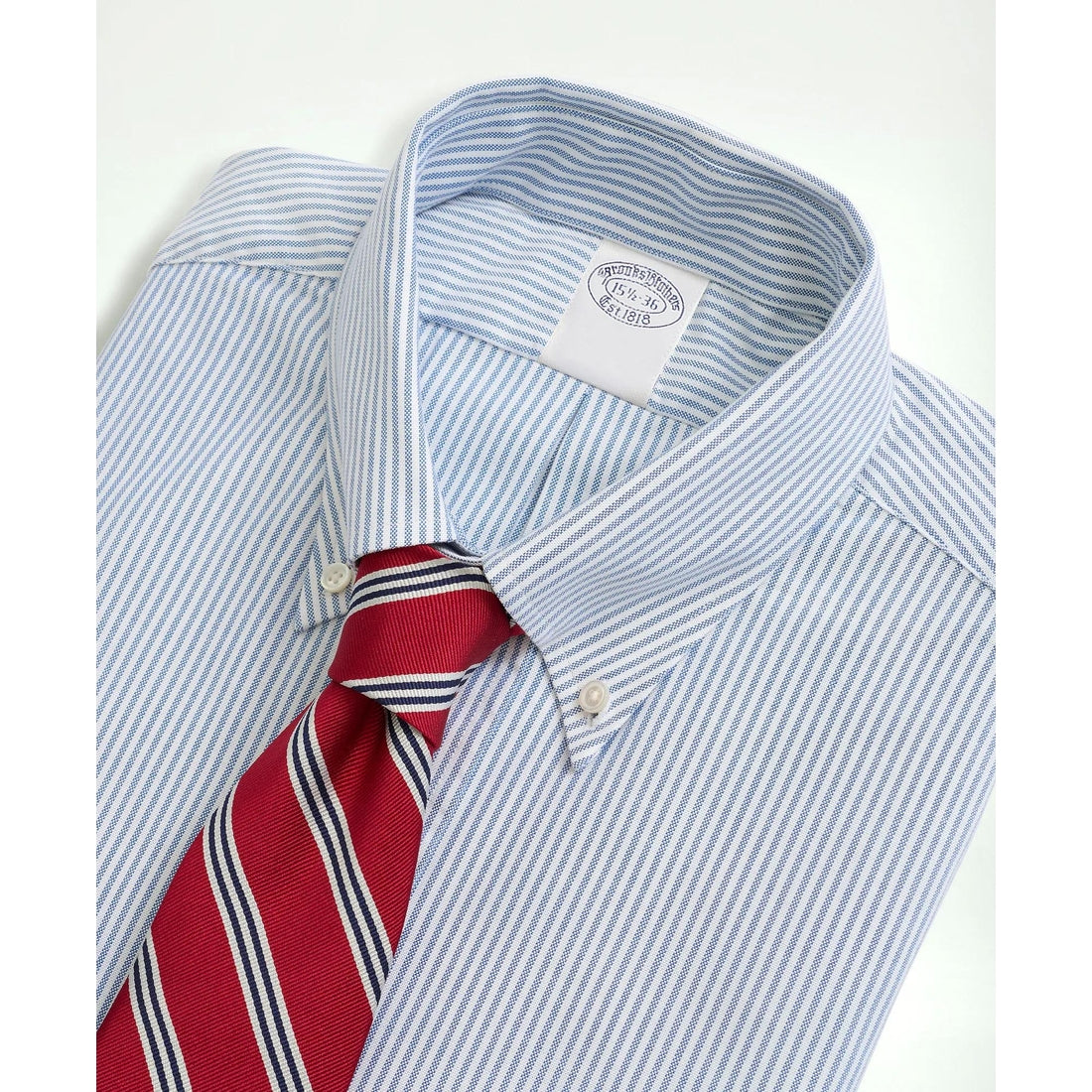 American-Made Oxford Cloth Button-Down Stripe Dress Shirt
