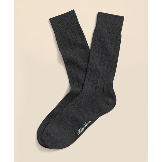 Cotton Blend Ribbed Crew Socks