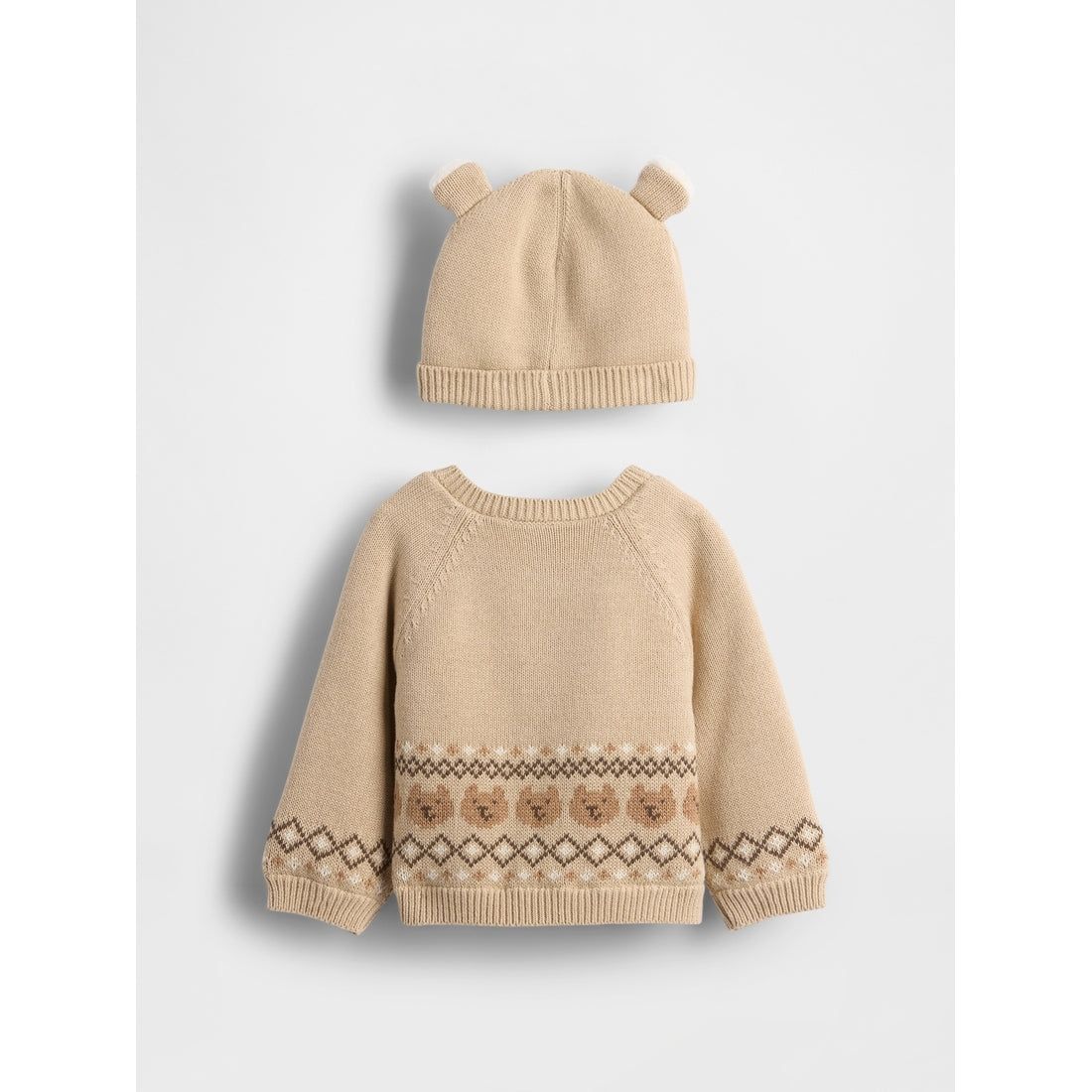 Baby Sherpa-Lined Bear Cardigan Sweater Set