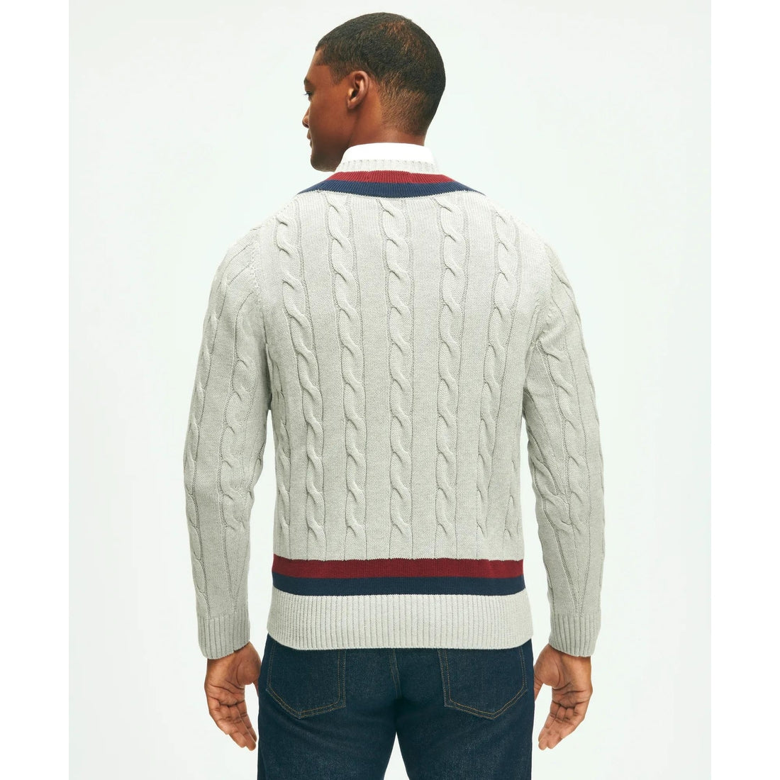 Vintage-Inspired Tennis V-Neck Sweater in Supima Cotton