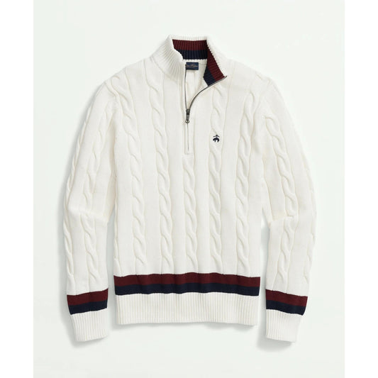Cable Knit Tennis Half-Zip Sweater in Supima Cotton