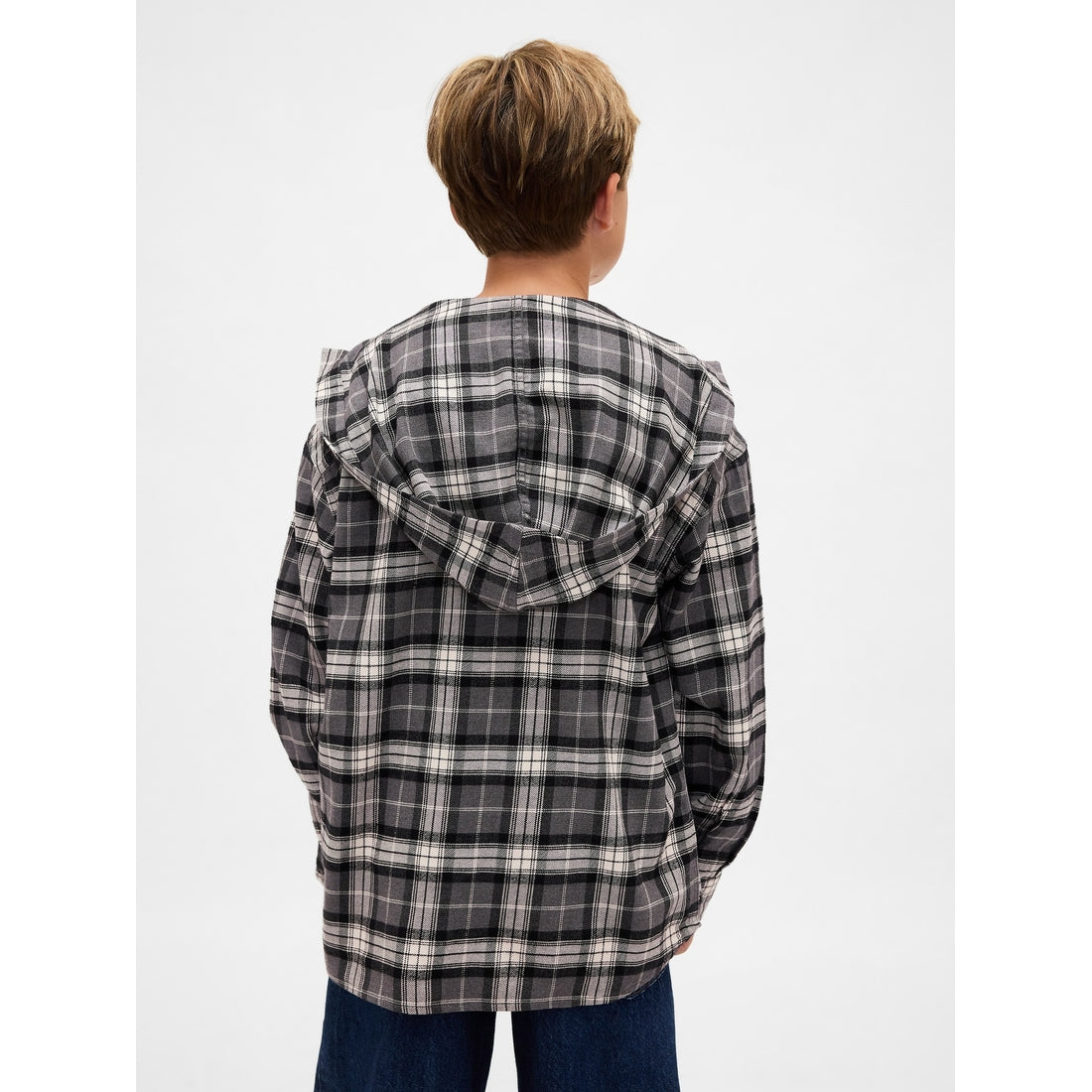 Boys' Organic Cotton Hooded Flannel Shirt