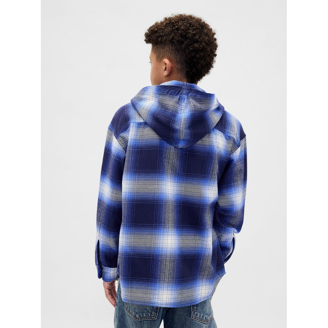 Boys' Organic Cotton Hooded Flannel Shirt