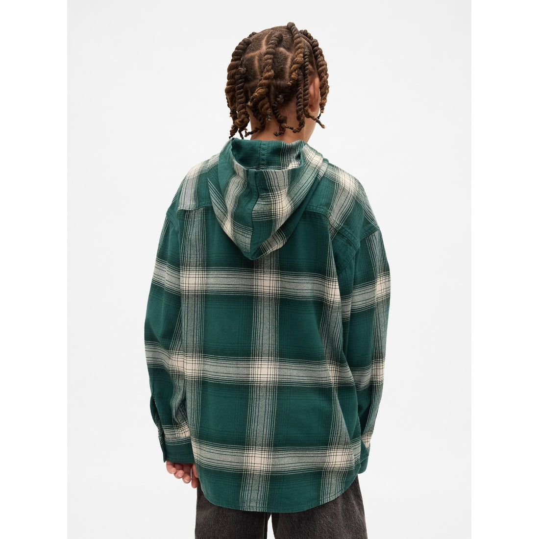 Boys' Organic Cotton Hooded Flannel Shirt
