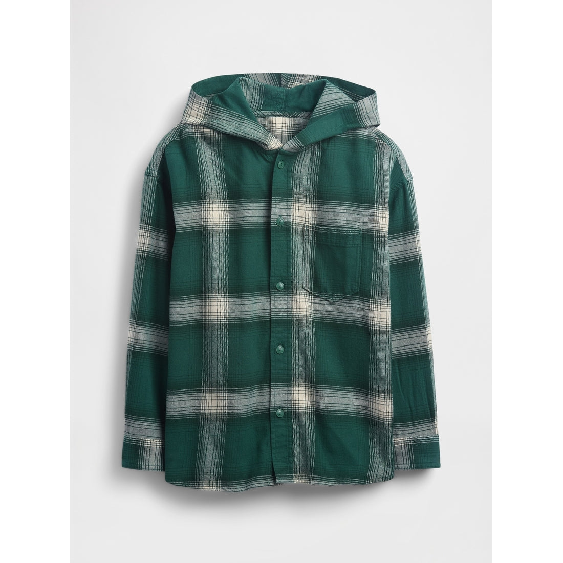 Boys' Organic Cotton Hooded Flannel Shirt