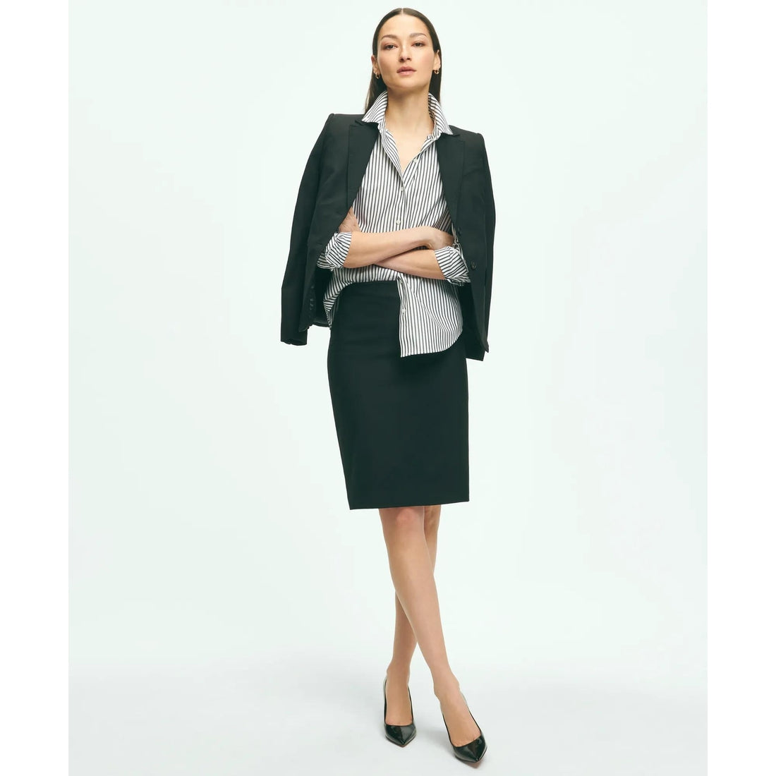 The Essentials Brooks Brothers Stretch Wool Pencil Skirt