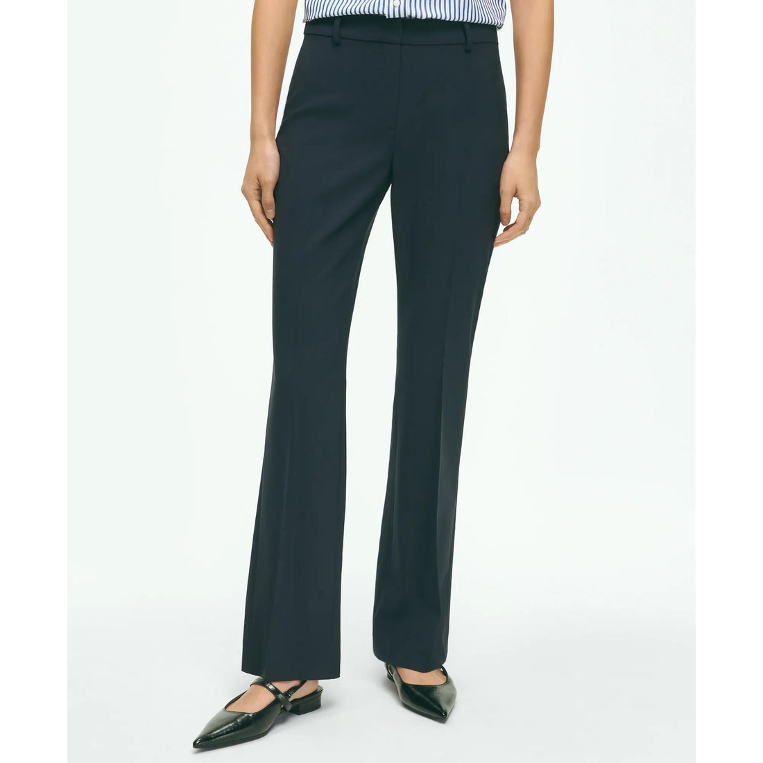 The Essentials Brooks Brothers Stretch Wool Flare Leg Trousers