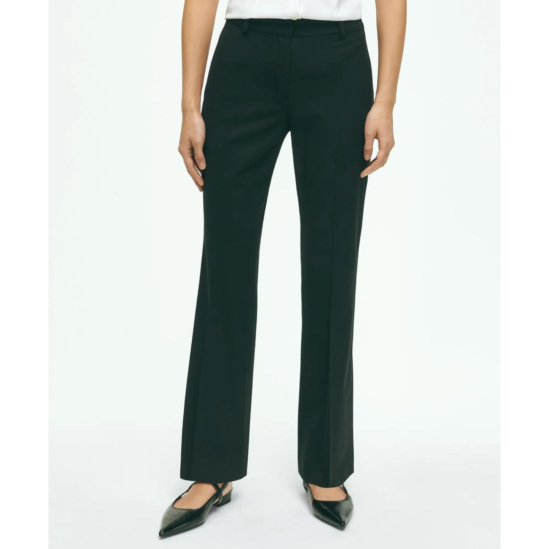 The Essentials Brooks Brothers Stretch Wool Flare Leg Trousers