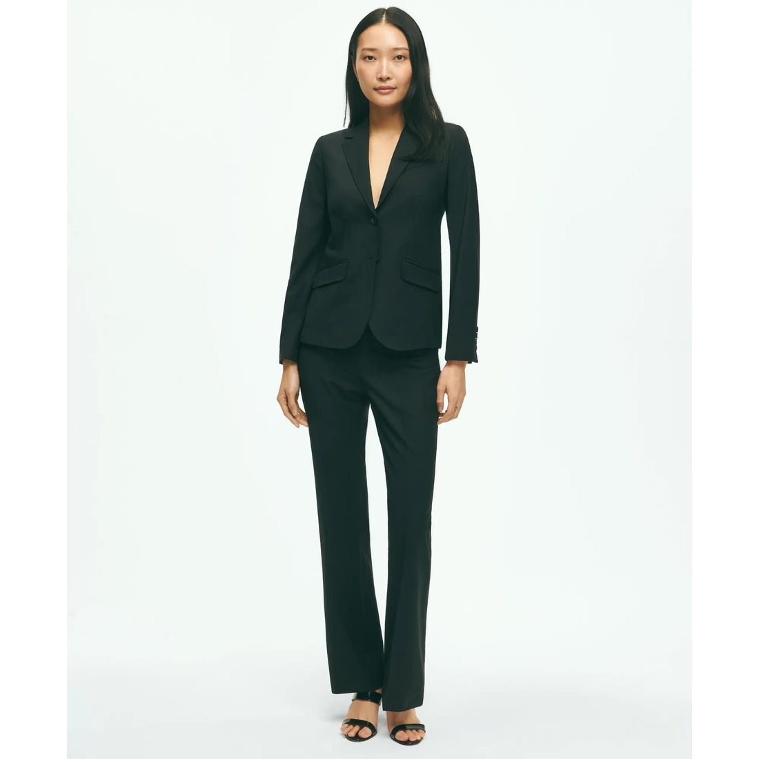 The Essentials Brooks Brothers Stretch Wool Flare Leg Trousers