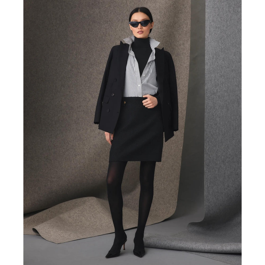 The Essentials Double-Breasted Peak Lapel Jacket in Wool Blend