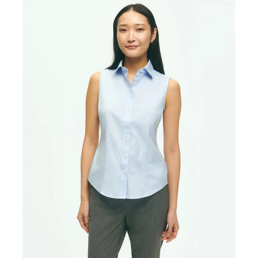 Fitted Non-Iron Stretch Supima Cotton Sleeveless Dress Shirt