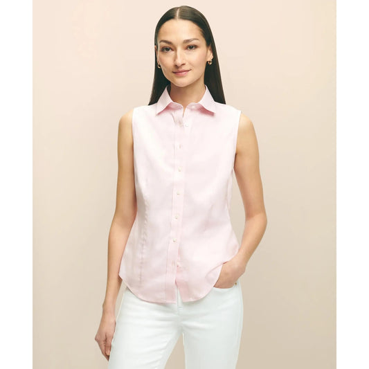 Fitted Non-Iron Stretch Supima Cotton Sleeveless Dress Shirt