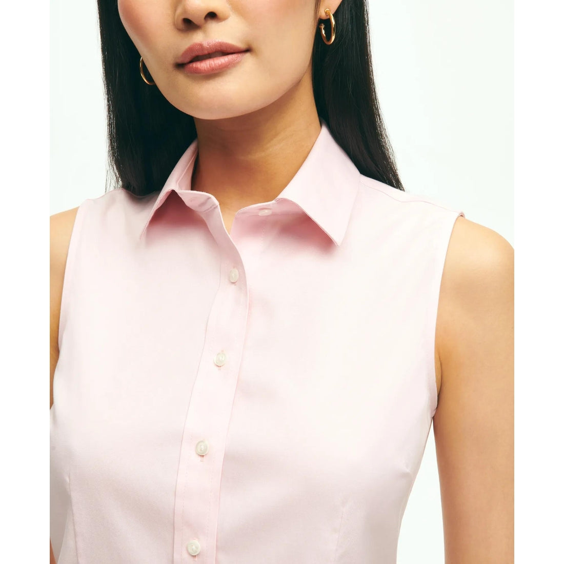 Fitted Non-Iron Stretch Supima Cotton Sleeveless Dress Shirt