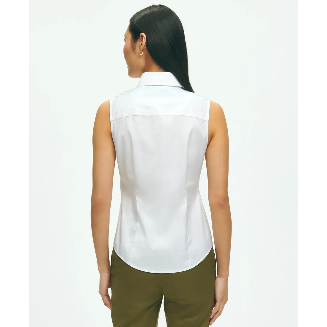 Fitted Non-Iron Stretch Supima Cotton Sleeveless Dress Shirt