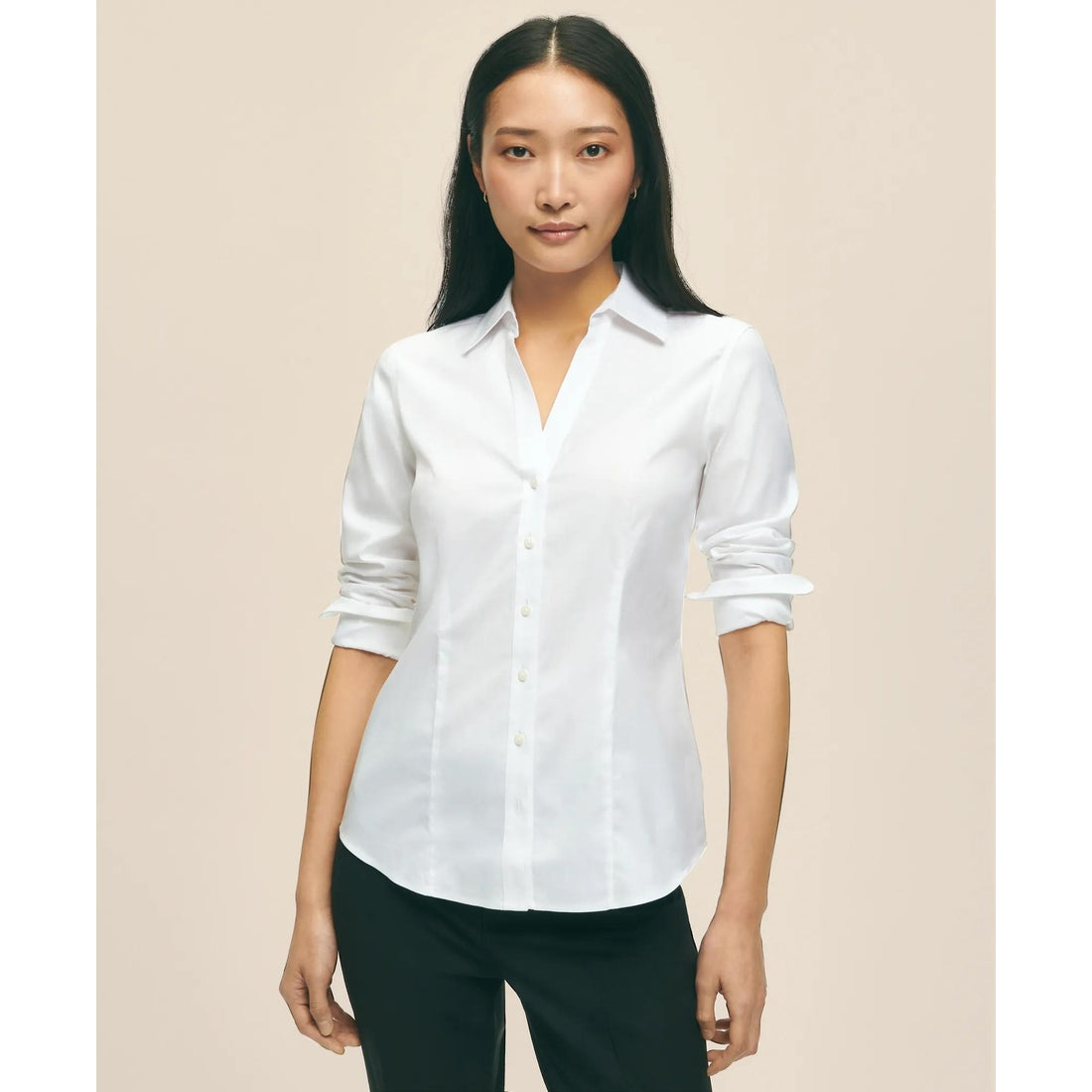 Fitted Non-Iron Stretch Supima Cotton Dress Shirt