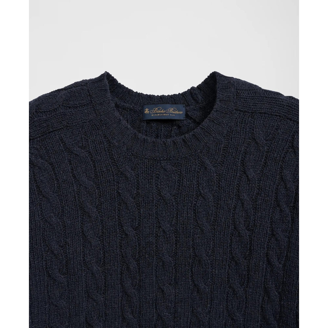 Cable Crewneck Sweater in Shetland Wool