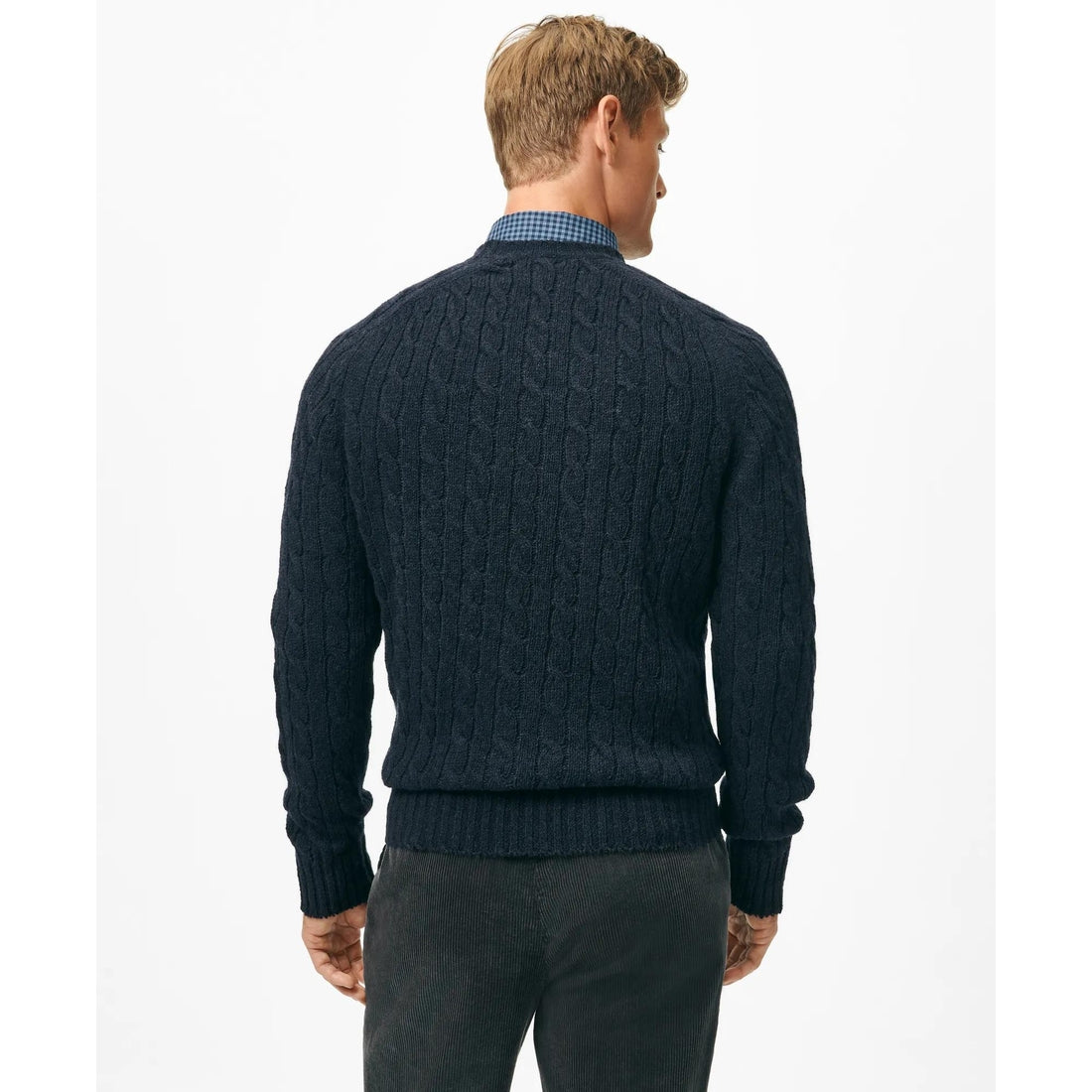Cable Crewneck Sweater in Shetland Wool