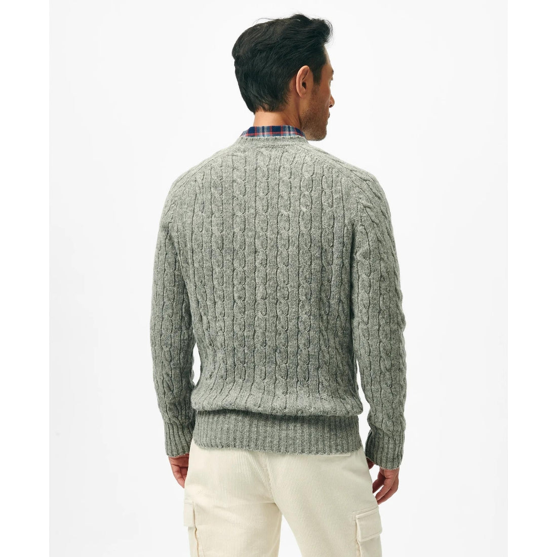 Cable Crewneck Sweater in Shetland Wool